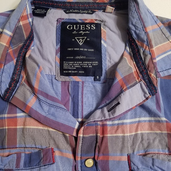 Guess Plaid Long Sleeve Button-Up Small - Picture 3 of 6